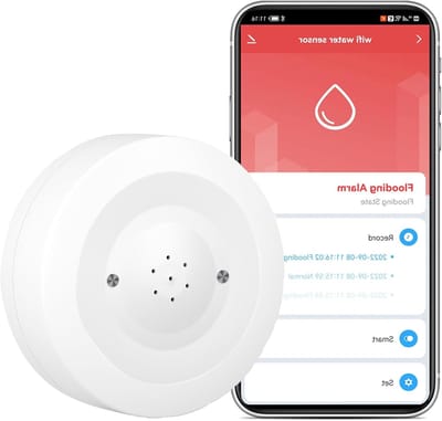 Slimme Waterlekdetector met 80dB Alarm en App Meldingen, Draadloze Water Sensor voor Thuis, Keuken en Kelder