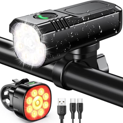 TM&DY Fietslamp 1000 lumen - fietsverlichting set USB oplaadbaar - Voorlicht en Achterlicht - IP54 waterdicht