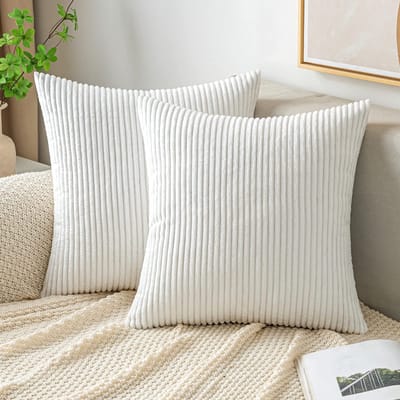 Dailygoods- Kussenslopen Set van 2 - Corduroy 45 x 45 cm - Zachte Polyester - Decoratieve Kussenslopen - Onzichtbare Ritssluiting - Geschikt voor Woonkamer/Slaapkamer - Kussenhoezen