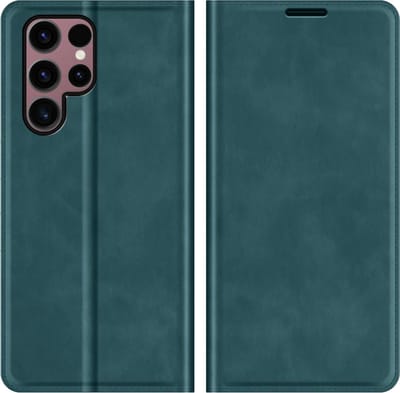 Just in Case hoesje geschikt voor Samsung Galaxy S23 Ultra - Hoesje met Pasjeshouder - Luxe Book Case - Groen