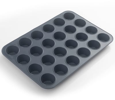 Muffinvorm 24-delig - Antiaanbak Muffin & Cupcake Plaat, Herbruikbare Bakvorm voor Mini Muffins, Cake, Mince Pies (Grijs, 34x23x2.5 cm)