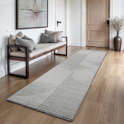 the carpet Everest - modern kortpolig vloerkleed met Panglao-design, hoog-laag 3D-effect, hoge pooldichtheid, zacht en comfortabel – voor woonkamer of slaapkamer, grijs, 80 x 300 cm
