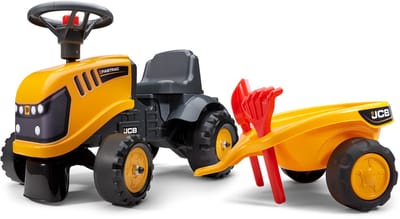 Falk Jcb oranje tractor met aanhangwagen voor kinderen van 1-3 jaar - UNI