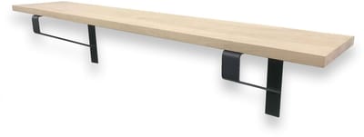 Eiken wandplank 100 x 20 cm 18mm op zwarte plankdragers - Wandplank hout - Wandplank industrieel - Fotoplank