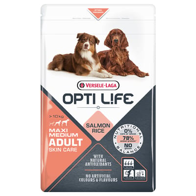 2x12,5kg Dubbelpak: Adult Skin Care Medium & Maxi Opti Life Hondenvoer