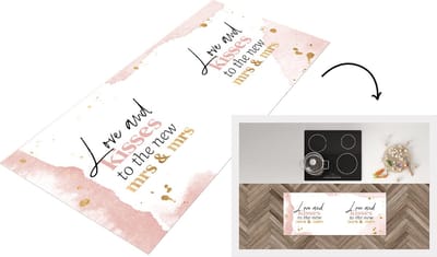 Keukenloper - Loper keuken - Trouwen - 'Love and kisses to the new Mrs & Mrs' - Spreuken - Quotes - 120x50 cm - Keukenloper vinyl