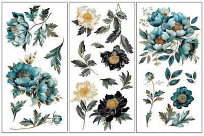Allecto - Wrijven op Transfers - Decoratieve Stickers - 3 stuks - Vergulde Bloemen - Meubels en Ambachten - Geschikt voor Hout en Glas