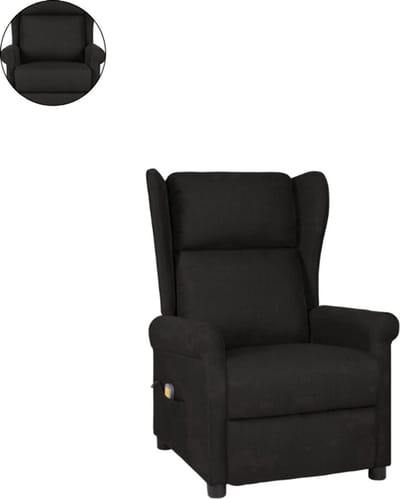 Massagestoel - Relaxfauteuil - Zetel - Sta op stoel elektrisch - Stof - 1 persoons - Met armleuning - Zeer comfortabel - Elektrisch - Zwart