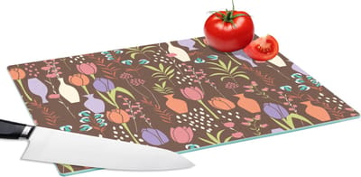 Glazen Snijplank - 39x28 - Bloemen - Vaas - Patronen - Snijplanken Glas