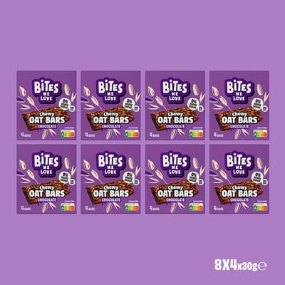 BitesWeLove Chewy Oat Bar Chocolate haverreep 8 x 4 x 30g