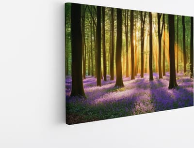 Saammp Canvas Schilderij - Natuur - weg door het bos - Herfst - landschappen - 45x30 - Foto op canvas - Wanddecoratie - Muurdecoratie Woonkamer - Slaapkamer decoratie - Canvas Print