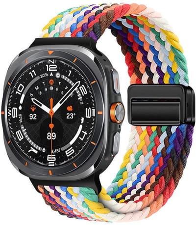 Nylon bandje - geschikt voor Samsung Galaxy Watch Ultra (47mm) / Ultra 2025 (47mm) - gevlochten nylon met magneetsluiting - multi