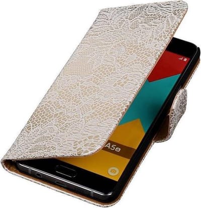Bloem Bookstyle Hoesje - Wallet Case Telefoonhoesjes - Geschikt voor Samsung Galaxy A5 (2016) A510F Wit