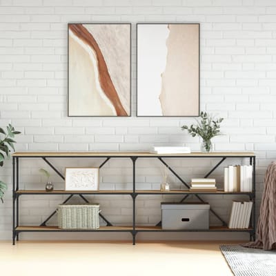 vidaXL - Wandtafel - 200x30x75 - cm - bewerkt - hout - en - ijzer - sonoma - eikenkleur