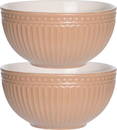 Excellent Houseware Soepkommen/serveer schaaltjes - 2x - Roman Style - D14 x H7 cm - zalm roze