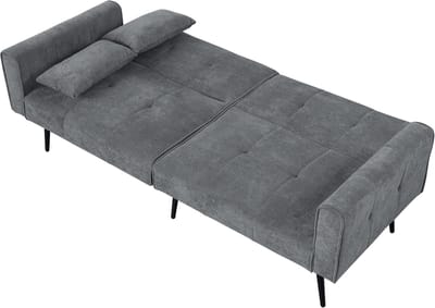 Inklapbare Sofabed, Opvouwbare Bankbed Opvouwbare Futon Slapers, Sofabed met Verstelbare Rugleuning voor Woonkamer/Appartement/Slaapkamer/Kantoor/Kleine Ruimte-Grijs