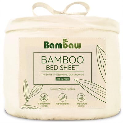 Bambaw Luxe Bamboe 2-Persoons Hoeslaken 200x200cm – Ultra ademende stof – Hypoallergeen – Beddengoed - Ivoor