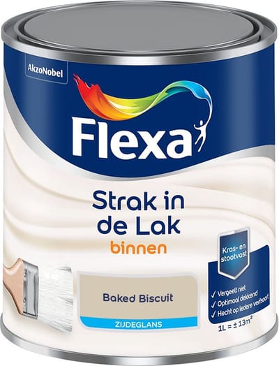 Flexa - Strak In De Lak Binnenlak Zijdeglans - Baked Biscuit - Mengverf - 1 L