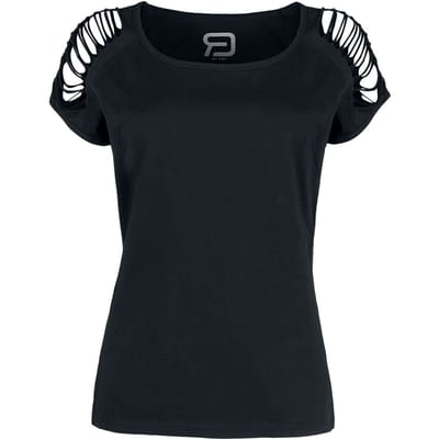 R.E.D. by EMP T-shirt - Black T-shirt with Cut-outs on the Sleeves - S tot XXL - voor Vrouwen - zwart