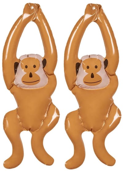 Boland Opblaasbare dieren - 2x - Aapje - bruin - 61 cm - kunststof pvc - Jungle - Hawaii - Tropisch - Apen