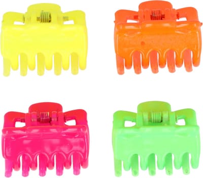 Haarsoires Haarspeld Haarklemmen 2,5cm – Basic Neon – Groen Geel Oranje Roze – Set van 4 - Haarclip Klem - Hair Claw - voor Opsteken Haar - Hair Clip - Decoratieve Haaraccessoire