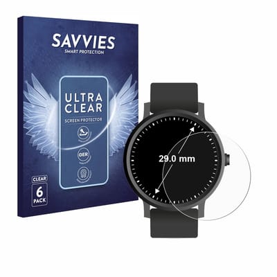 Savvies - Screenprotector voor Horloges (Rond, ø: 29 mm) - Folie Beschermfolie transparant 6 Stuks