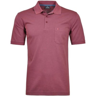 Ragman Softknit Poloshirt Breast Pocket Pima Cotton Mix Berry Melange / male