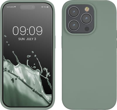 kwmobile telefoonhoesje geschikt voor Apple iPhone 14 Pro - Hoesje met siliconen coating - Smartphone case in Regenwashed groen