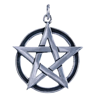 Zilveren Pentagram ketting hanger - op cirkel 20mm