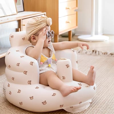 Opblaasbare babystoel en bankkruk met luchtpomp, geschikt voor 6-24 maanden - Veilig en comfortabel zitje.