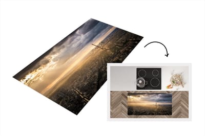 Keukenloper - Loper keuken - skyline over Parijs met heldere zonnestralen die de Eiffeltoren verlichten - 120x60 cm - Keukenloper vinyl