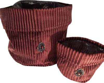 2 Stuks - Plantentas - Planten pot - Plantenzak - Velours - Textiel - Bordeaux Rood - 11cm - 18cm diameter - 10 cm - 20 cm hoogte