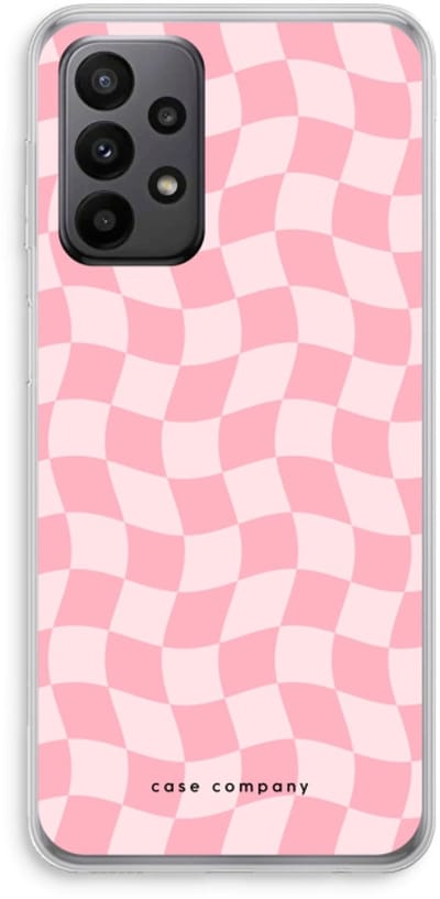 Case Company® - Hoesje geschikt voor Samsung Galaxy A23 hoesje - Grid Roos - Soft Cover Telefoonhoesje - Bescherming aan alle Kanten en Schermrand