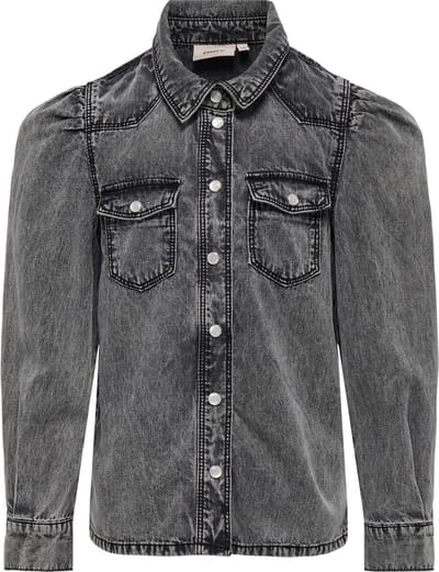 ONLY KOGRICKY LS DNM SHIRT QYT Meisjes Blouse - Grey Denim - Maat 128