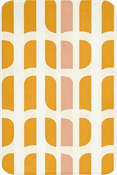 Badmat 60x90 cm - Antislip - Geometrisch - Patroon - Geel - Roze - Badmatten voor badkamer - Badkamermat - Douchemat - Badkamer mat
