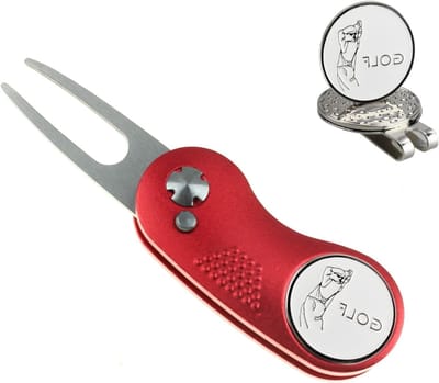 Pitch Mark Repair Tool met 2 Ball Markers en 1 Hoedclip - Draagbare Divot Repair Tool voor Golf Green met Vouwfunctie