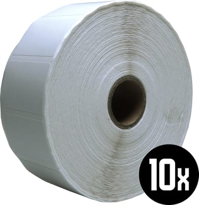 DULA Zebra kompatible Etiketten, 38 mm x 25 mm, Weiß, Permanent, Kern 25 mm, 10 Rollen, 2580 Etiketten pro Rolle