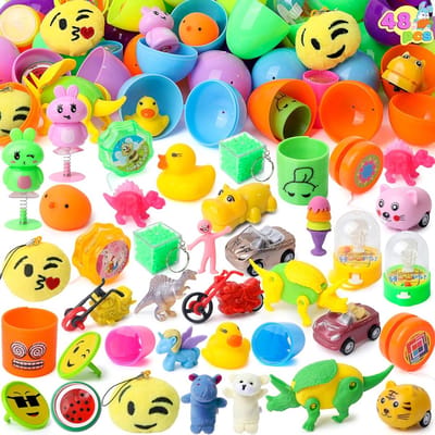 Giant Pre-Filled Easter Eggs with Toys - 48 Colorful Eggs for Easter Baskets