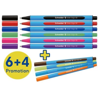 Schneider Schreibgeräte Slider Edge XB Karton-Etui 10 Stück Promotion 152260 Balpen Kleur inkt: Zwart, Rood, Blauw, Lichtgroen, Geel, Oranje, Violet, Pink,