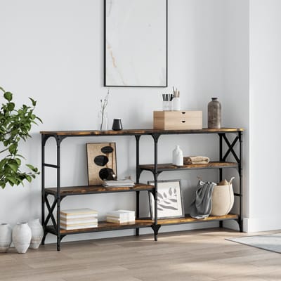 vidaXL - Wandtafel - 150x29x76,5 - cm - bewerkt - hout - gerookt - eikenkleurig