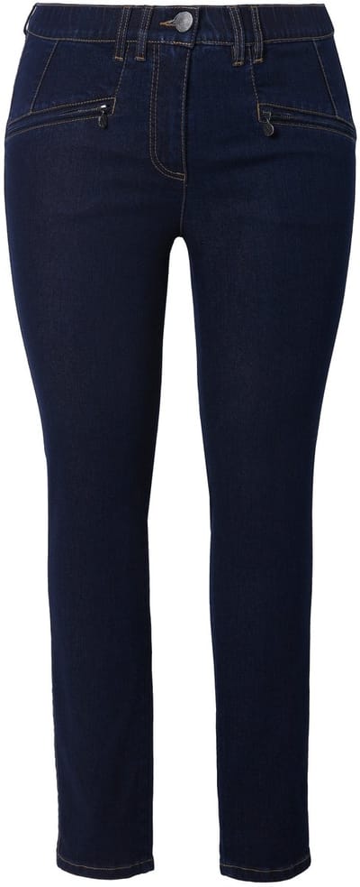 Ulla Popken - Dames - Jeans Sarah smalle pijpen ritszakken stretch - Gespoelde wassing - Maat 21