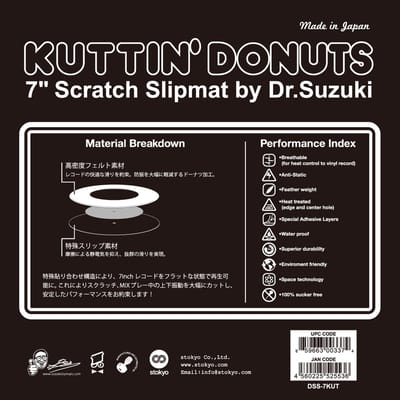 Dr. Suzuki 7" Kuttin Donuts Slipmat - white - Slipmat voor draaitafels
