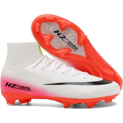 Hoge Voetbalschoenen voor Mannen FG Lange Noppen Volwassen Voetbalschoenen Lichtgewicht Professionele Atletische Training 38 wit