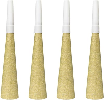 Folat - Party toeters glitter goud (4 stuks)