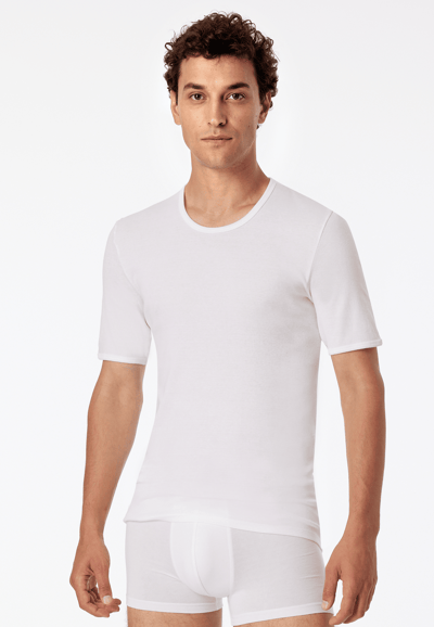 Wit shirt met korte mouwen en fijne fijnrib - Original Classics 4