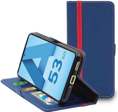 ebestStar - Hoes geschikt voor Samsung Galaxy A53 5G SM-A536B, Wallet Etui, Book case hoesje, Donkerblauw, Rood