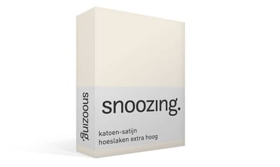 Snoozing - Katoen-satijn - Hoeslaken - Extra Hoog - Eenpersoons - 70x200 cm - Ivoor