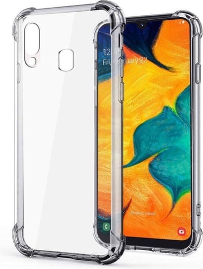 LuxeBass Transparante siliconen hoesje met uitgestoken hoeken voor Samsung Galaxy A40(S) - telefoonhoes - gsm hoes - gsm hoesjes