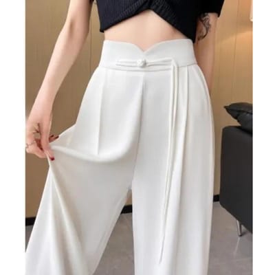 Nieuwe Chinese Zwarte Wijde Pijpen Pakbroek Dames Vroege Lente Hoge Taille Casual Broek 2XL wit