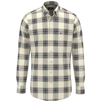 Fynch-Hatton Overhemd Washed Oxford Check Button-Down Dark Leaf / male